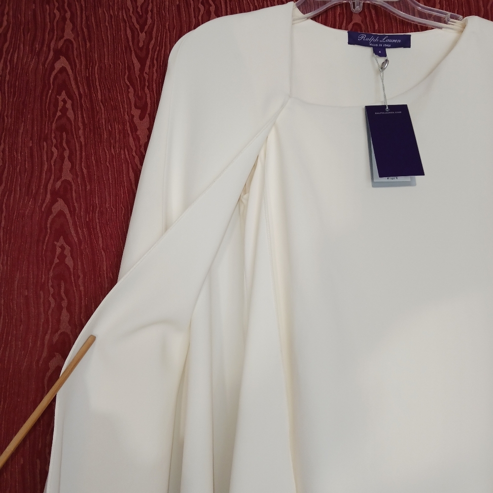 RALPH LAUREN PURPLE LABEL Beige Cape Jumpsuit  Cocktail Dinner Party Women's 6 - Picture 5 of 16